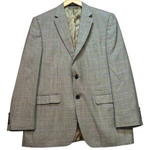 Lauren Ralph Lauren Men's 2 Button Silk Blazer Size 40R Gray Houndstooth Plaid